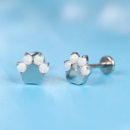 limerencia G23 Hypoallergene 18g Flat Back Ohrstecker | F136 Implant Grade Titan Press Fit Gewindelose Push Pop in Knorpel Helix Labret Lippen Monroe Tragus Piercing Stecker - Katzenpfoten Opal