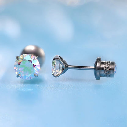 Limerencia Pendientes Hipoalergénicos de Titanio con Circonitas Cúbicas 5A G23 para Mujer, Pendientes de Hélice con Rosca Posterior de Grado Implante F136 para Orejas Sensibles (Aurora Boreal)