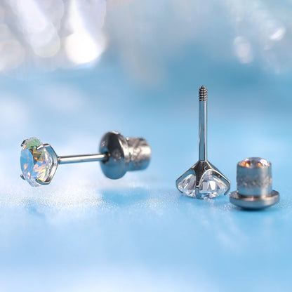 Limerencia Clous d'oreilles en titane G23 hypoallergéniques pour femme, zircon cubique 5A aurore boréale, piercing hélix à vissage en titane implantable F136 pour oreilles sensibles