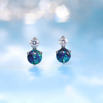 Aretes hipoalergénicos Limerencia G23 de titanio puro | Joyería de titanio grado implante F136 para oídos sensibles (Circonia cúbica + Ópalo verde, Plata)