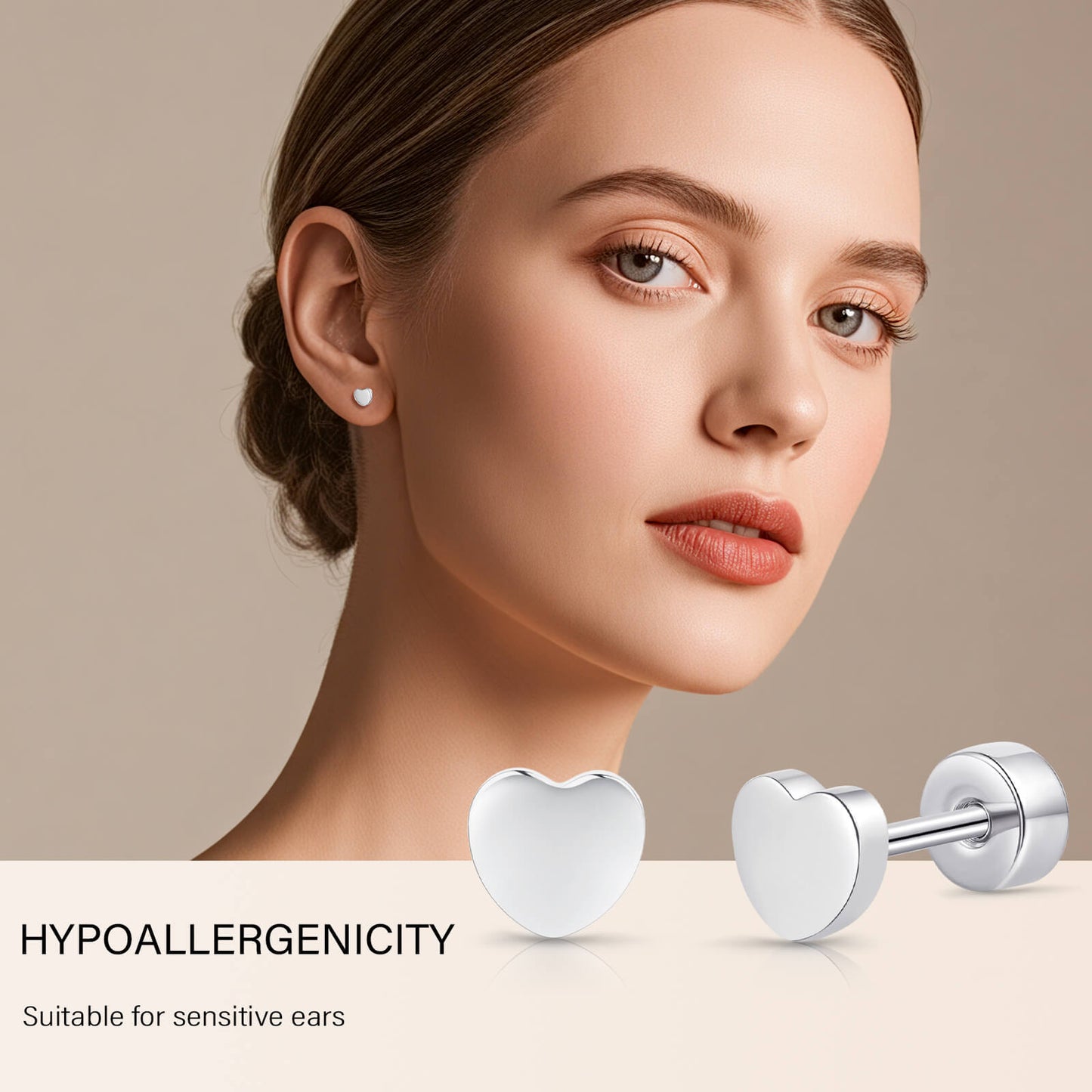 Limerencia Titan-Flachverschluss-Ohrstecker, hypoallergene Herz-/Stern-Schraubverschluss-Ohrstecker für Damen und Herren, klassische 5mm Schlafohrstecker für Knorpel und Ohrläppchen