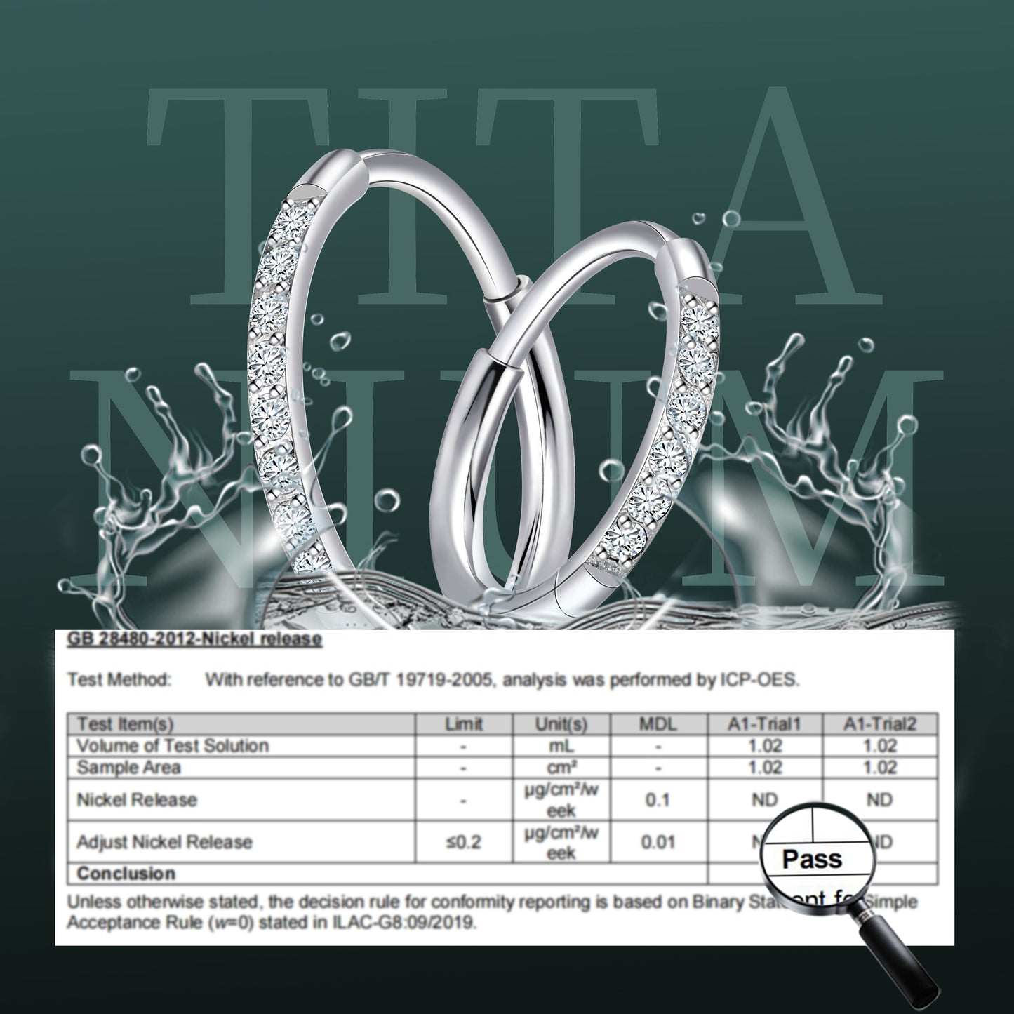 Aro nasal de titanio G23 Limerencia, aro nasal con circonita 8 mm / 10 mm | Arete de cartílago, anillo de septo, piercing para tragus, concha, hélice, daith y labio, joyería para mujer y hombre