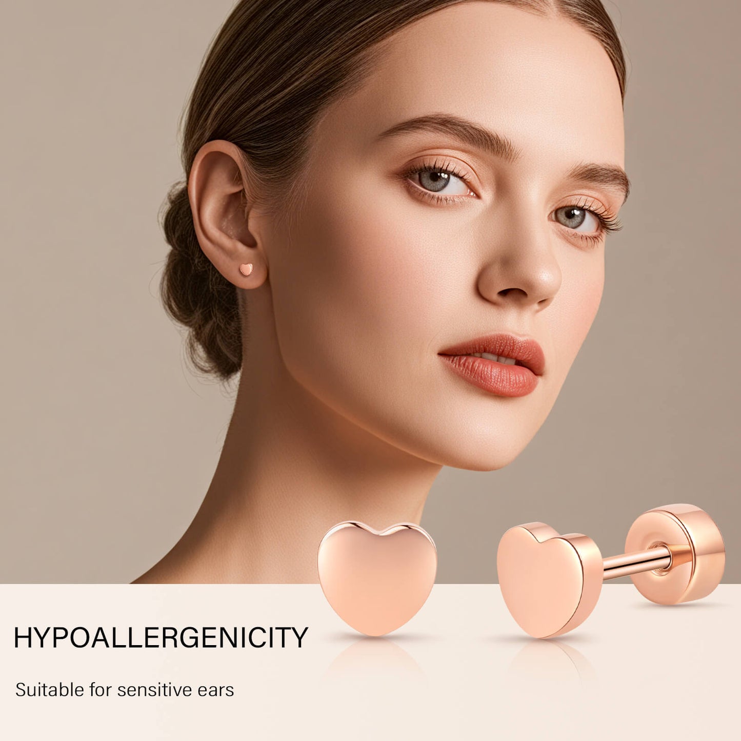 Limerencia Titan-Flachverschluss-Ohrstecker, hypoallergene Herz-/Stern-Schraubverschluss-Ohrstecker für Damen und Herren, klassische 5mm Schlafohrstecker für Knorpel und Ohrläppchen
