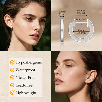 Orecchini cerchio Huggie in titanio puro G23 Limerencia ipoallergenici, ideali per donne con orecchie sensibili 
