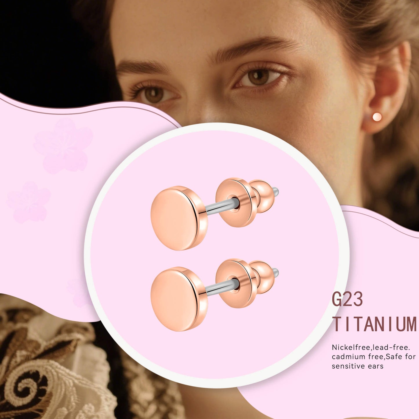 Limerencia Titan-Ohrstecker, F136 implantatgeeignetes Reintitan-Ohrstecker in 3 mm/4 mm, nickelfrei und hypoallergen für Damen, Herren und empfindliche Ohren