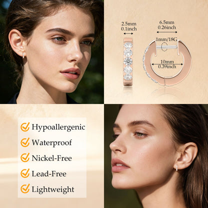 Limerencia hypoallergene Huggie-Creolen aus Implantat-Titan G23, mit 5A-Zirkonia besetzte Creolen aus reinem F136-Titan für Frauen mit empfindlichen Ohren
