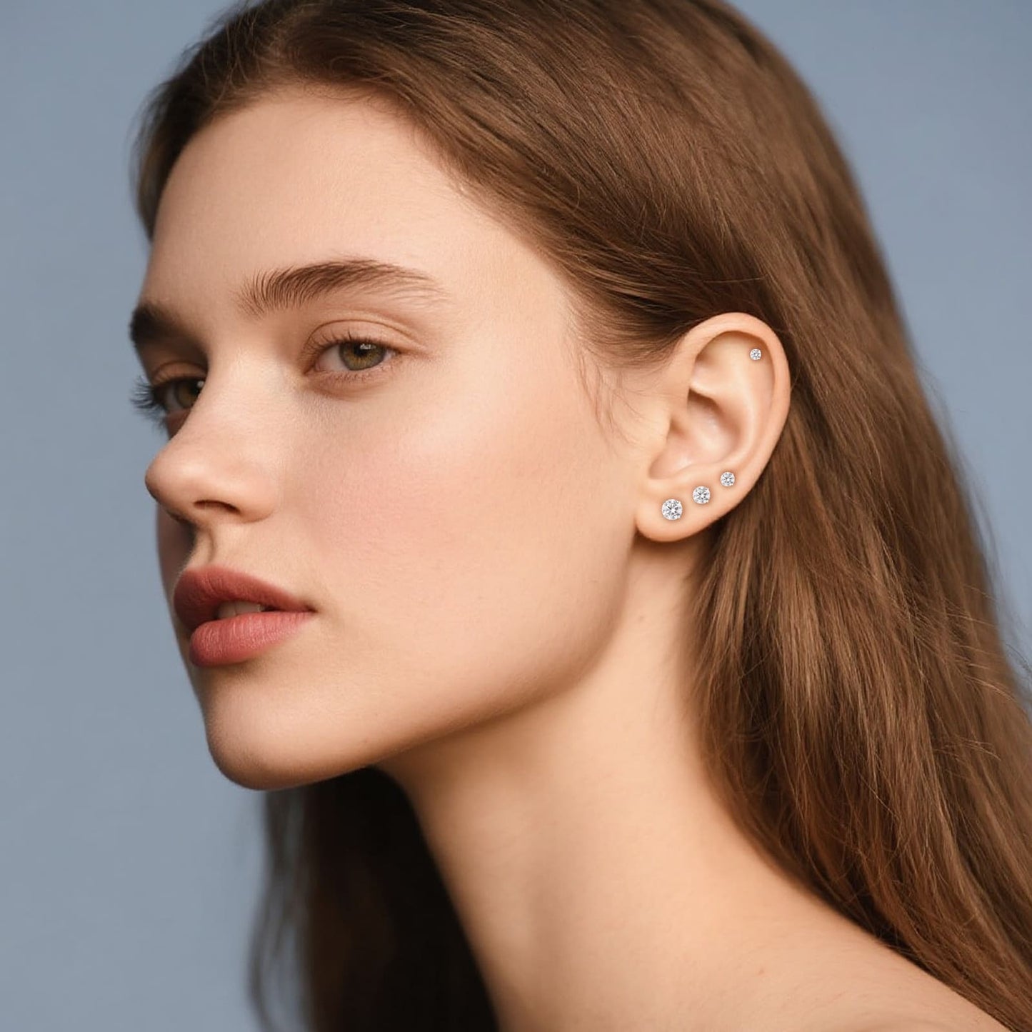 Limerencia Hypoallergener Reintitan G23 Zweiseitiger Zirkonia-Ohrstecker mit Schraubverschluss 20G für Helix Knorpel Tragus Ohrläppchen F136 Piercingstecker für empfindliche Ohren (2 mm)