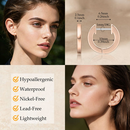 Orecchini cerchio Huggie in titanio puro G23 Limerencia ipoallergenici, ideali per donne con orecchie sensibili 