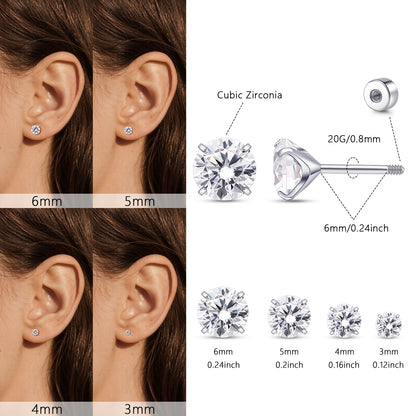 Orecchini piatti cartilagine titanio F136 Limerencia ipoallergenici con zircone perla opale, gioielli piercing elica confezione 4 paia 3-6mm da donna