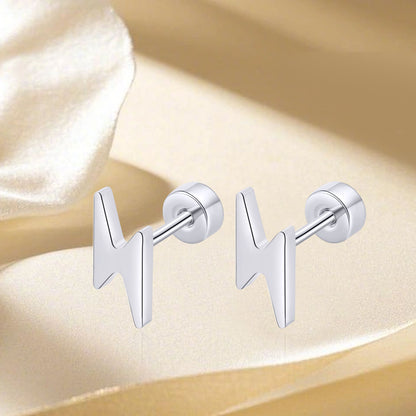 Limerencia Titanium Women Flatback Earrings,Lightning Bolt Stud Earrings|Cute and Fashionable Earrings Suitable for Both Men and Women,Suitable for Sensitive Ears