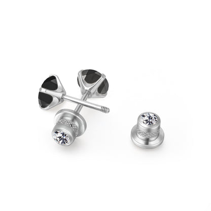 Limerencia Titan Hypoallergene Ohrstecker G23 für Damen 5A Zirkonia Helix Schraubverschluss Implantat-Grade F136 Piercing Ohrringe für empfindliche Ohren (Schwarz)