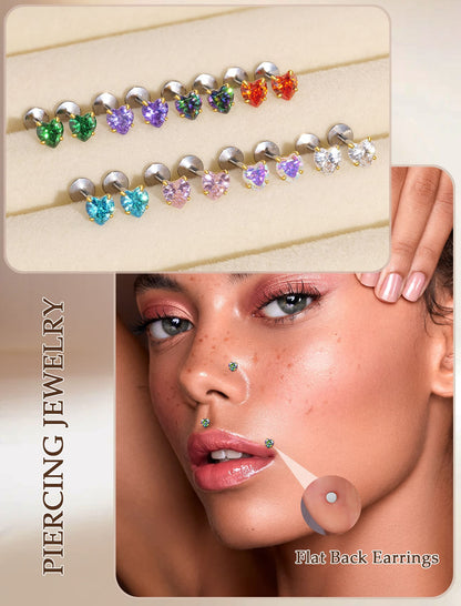 Limerencia Boucles d’oreilles à dos plat 18G, Titane G23, Piercing nez à insertion