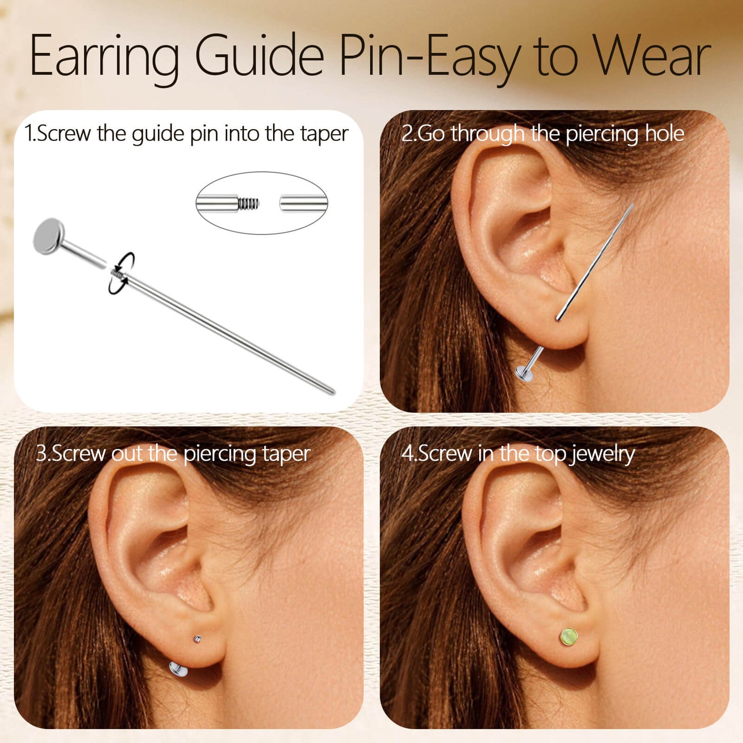 Limerencia hypoallergene Ohrstecker für empfindliche Ohren – Flachrück-Ohrstecker mit rundem Katzenauge aus G23-Titan, 5-mm-Stein-Ohrschmuck für Knorpelpiercing, Geschenk für Damen und Herren