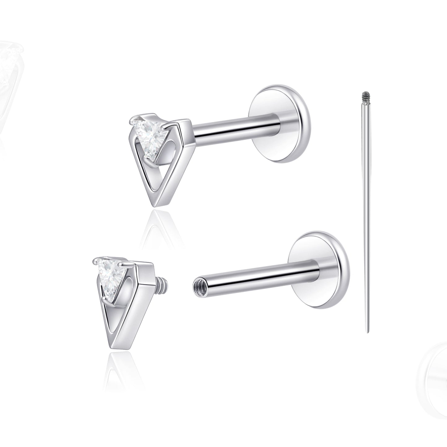 limerencia 18G Titanium Body Piercing Jewelry, 2PC Hypoallergenic Internally Threaded Flat Back Stud Earrings for Tragus/Nose/Helix/Conch/Lip/Labret/Cartilage Earrings for Women Men/conical