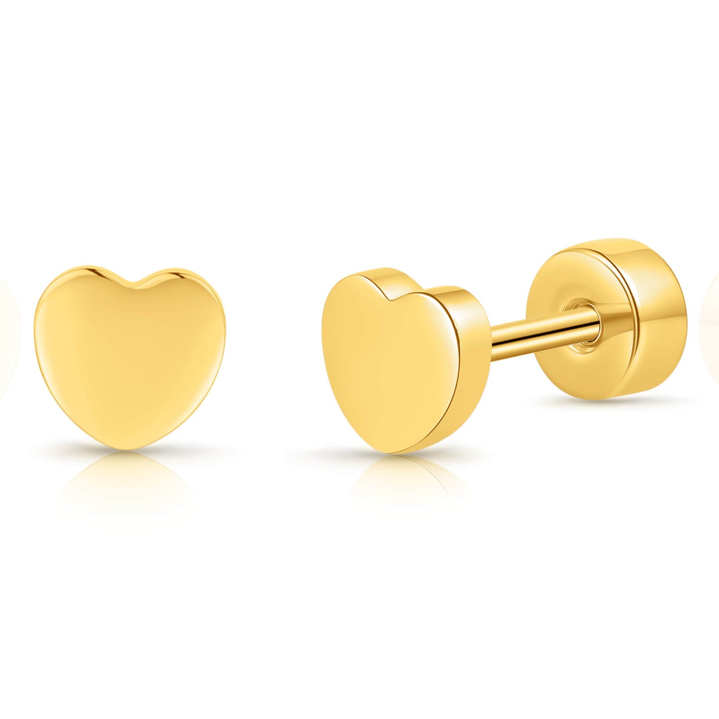 Limerencia Titan-Flachverschluss-Ohrstecker, hypoallergene Herz-/Stern-Schraubverschluss-Ohrstecker für Damen und Herren, klassische 5mm Schlafohrstecker für Knorpel und Ohrläppchen