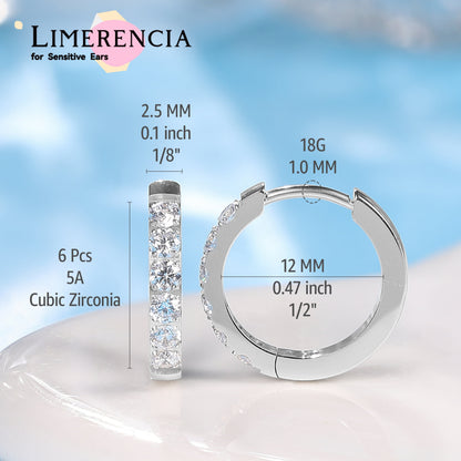 Silver Small Hoop Earrings for Women,Titanium Hypoallergenic Tiny Cubic Zirconia Cartilage Huggie Earring Sets for Multiple Piercing Trendy Jewelry