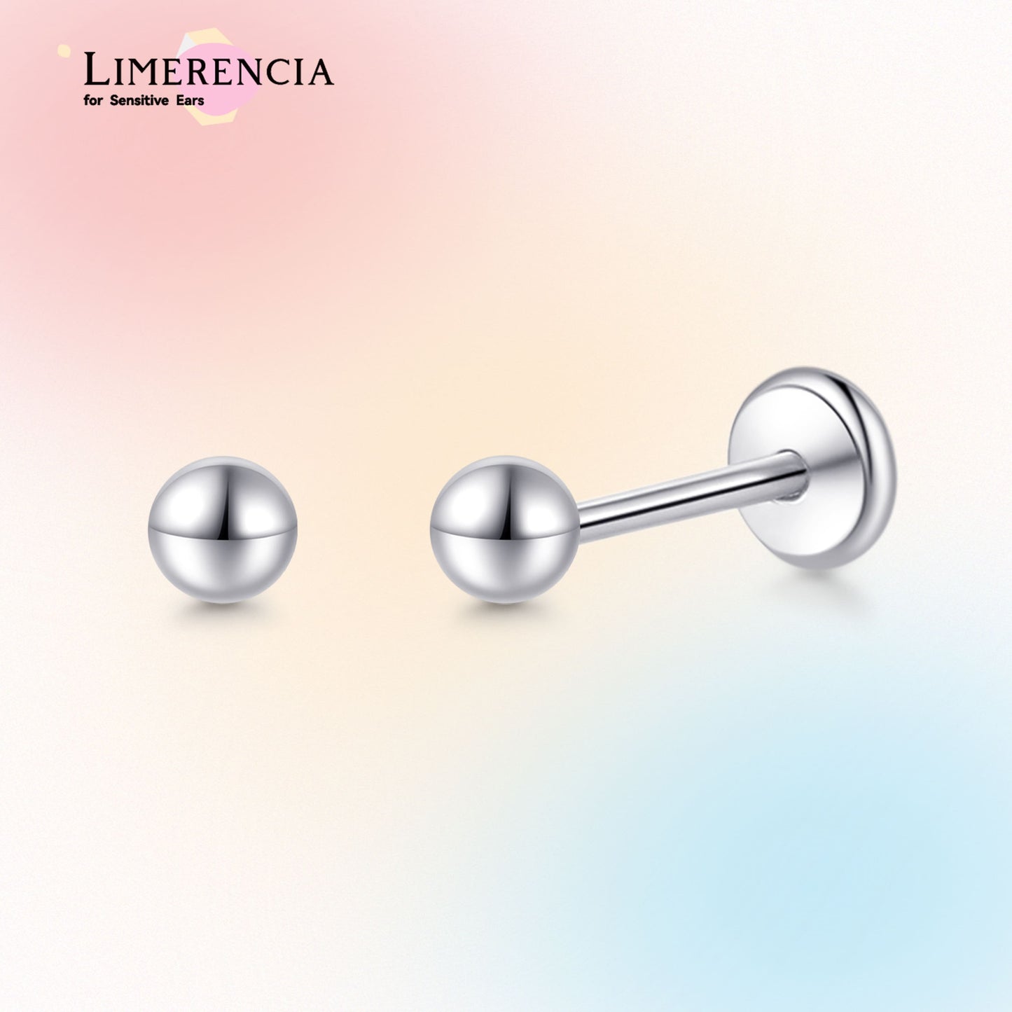 Orecchino titanio base piatta senza filetto Limerencia calibro 20G, piercing a pressione per cartilagine, trago, labret, labbro, medusa e conca, ipoallergenico unisex / testa sfera