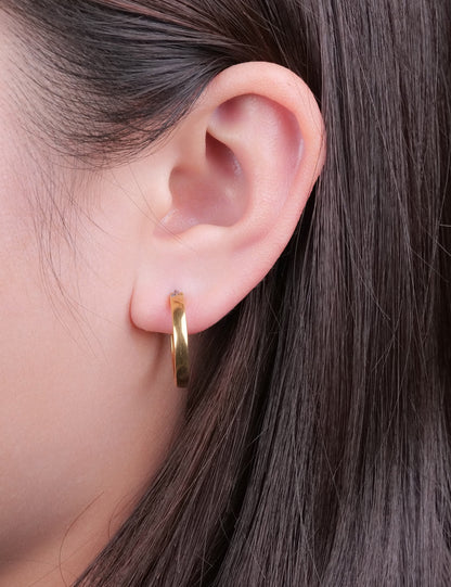 Pendientes de aro hipoalergénicos Limerencia G23 de titanio puro para mujer, para orejas sensibles (sin gema, 20 mm, oro)