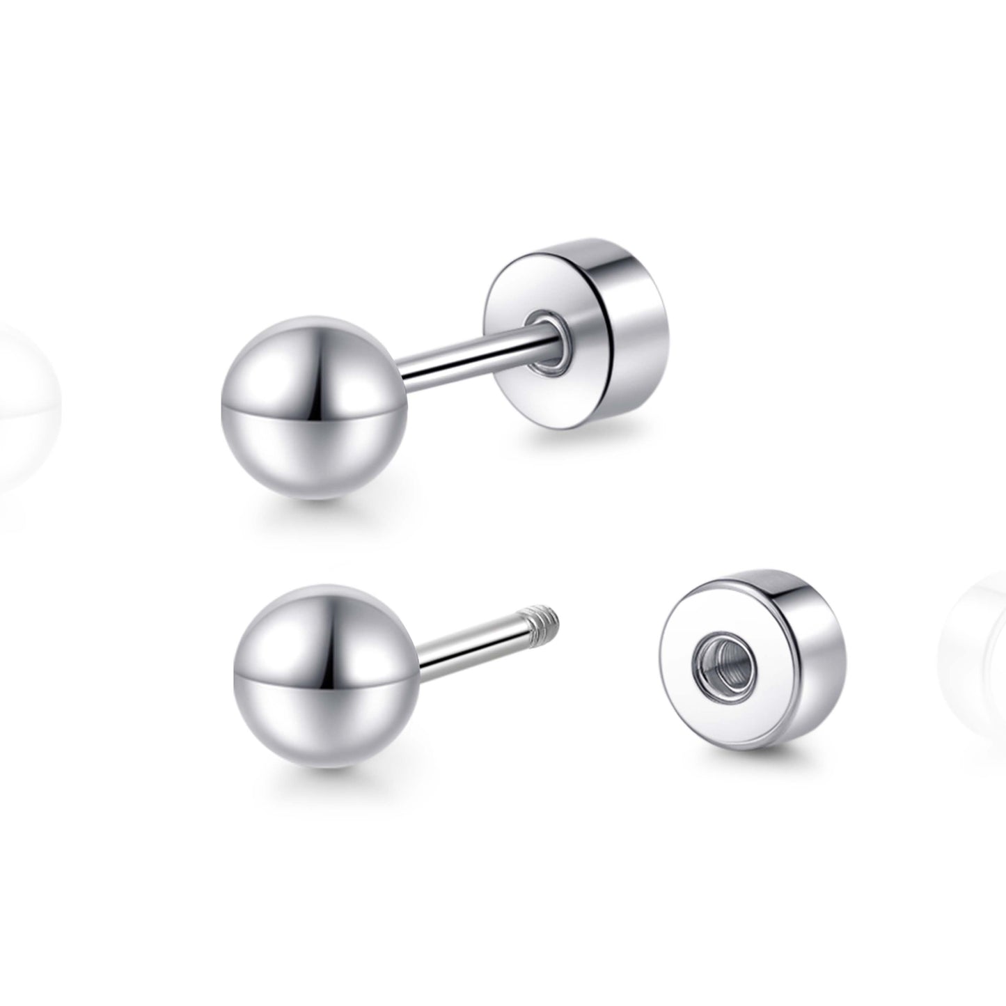 Limerencia Titanium Flatback Earrings Hypoallergenic Ball Earrings for Sensitive Ears Simple Classic 3mm-5mm Flat Stud Earring Perfect for Helix Tragus Cartilage Earlobe