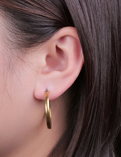 Limerencia G23 Pendientes de aro hipoalergénicos de titanio puro para mujer con orejas sensibles (sin gema, 30 mm, oro)