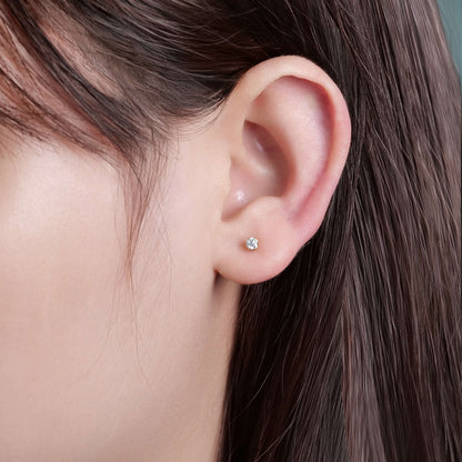 Limerencia モアサナイトスタッドピアス、F136 インプラントグレードチタン フラットバックネジ式ピアス 男女兼用、D カラー VVS1 クラリティ ブリリアントラウンドカット、敏感肌向け低アレルギー性ピアス