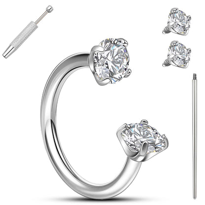 Anneaux de nez en fer à cheval Limerencia - Anneau de nez en titane avec zirconium 18G, demi-cercle pour femmes et hommes, anneaux pour septum, lèvre, cartilage, hélix, tragus et daith, bijoux de piercing
