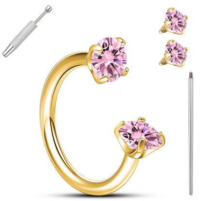 Anneaux de nez en fer à cheval Limerencia - Anneau de nez en titane avec zirconium 18G, demi-cercle pour femmes et hommes, anneaux pour septum, lèvre, cartilage, hélix, tragus et daith, bijoux de piercing