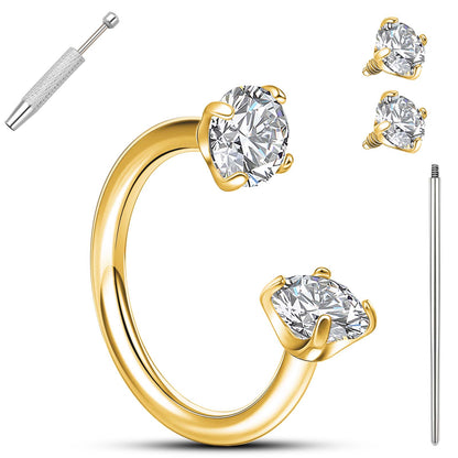 Anneaux de nez en fer à cheval Limerencia - Anneau de nez en titane avec zirconium 18G, demi-cercle pour femmes et hommes, anneaux pour septum, lèvre, cartilage, hélix, tragus et daith, bijoux de piercing