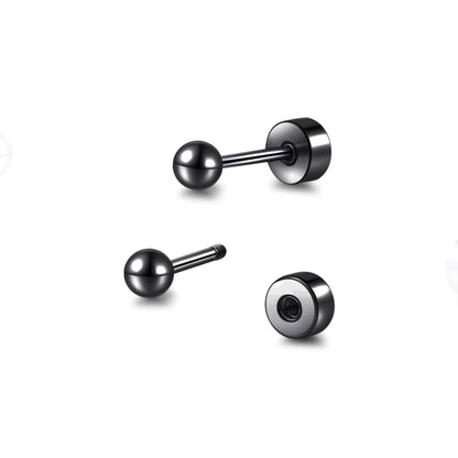 Limerencia Titan-Flachverschluss-Ohrstecker, hypoallergene Kugelohrstecker für empfindliche Ohren, schlichte klassische Flachstecker in 3 mm bis 5 mm, ideal für Helix, Tragus, Knorpel und Ohrläppchen