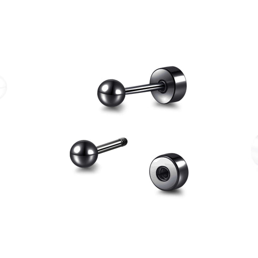 Orecchini piatti posteriori in titanio Limerencia, orecchini sferici ipoallergenici per orecchie sensibili, orecchini piatti classici semplici 3mm-5mm, adatti per elice, trago, cartilagine e lobo auricolare
