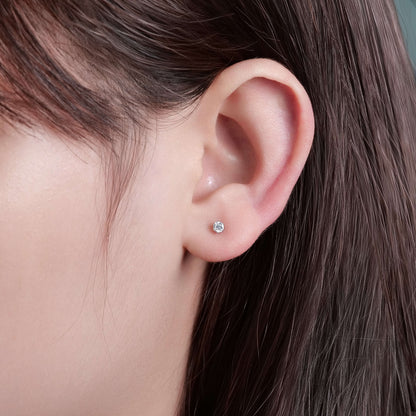 Limerencia モアサナイトスタッドピアス、F136 インプラントグレードチタン フラットバックネジ式ピアス 男女兼用、D カラー VVS1 クラリティ ブリリアントラウンドカット、敏感肌向け低アレルギー性ピアス