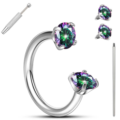 Anneaux de nez en fer à cheval Limerencia - Anneau de nez en titane avec zirconium 18G, demi-cercle pour femmes et hommes, anneaux pour septum, lèvre, cartilage, hélix, tragus et daith, bijoux de piercing