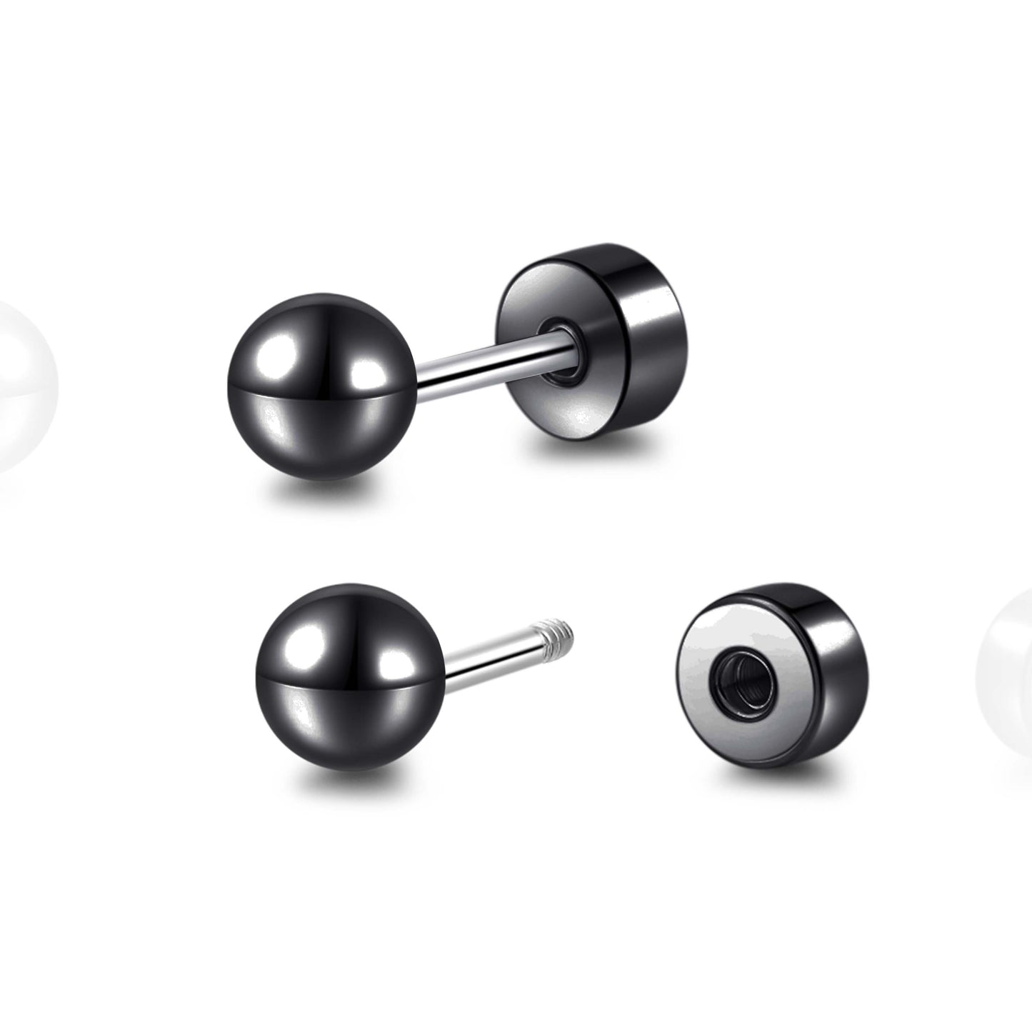 Limerencia Titanium Flatback Earrings Hypoallergenic Ball Earrings for Sensitive Ears Simple Classic 3mm-5mm Flat Stud Earring Perfect for Helix Tragus Cartilage Earlobe