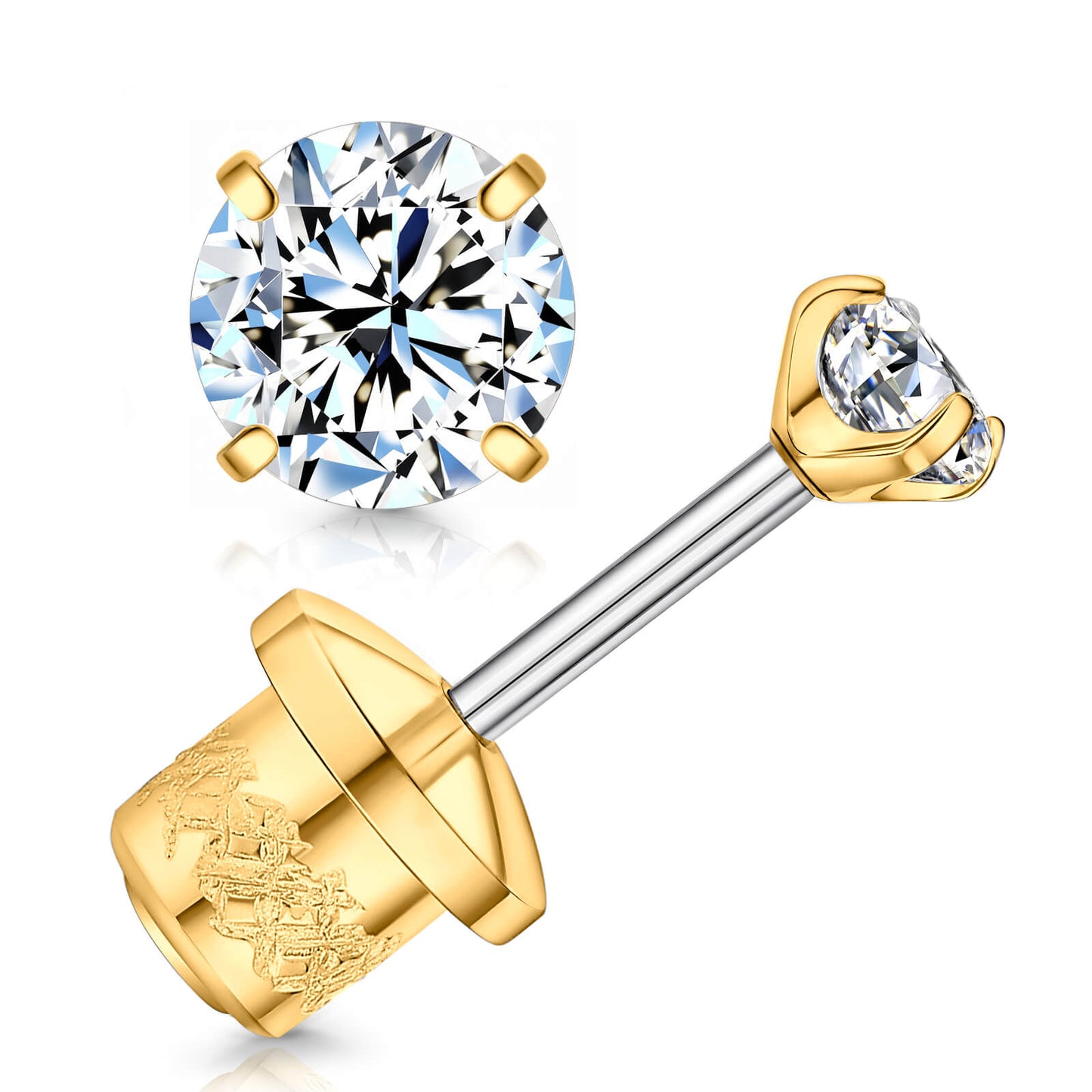 Limerencia Moissanite Stud Earrings, F136 Titanium Screw Back Earrings, D Color VVS1 Clarity Lab-created Moissanite Earrings, Hypoallergenic G23 Pure Titanium for Women Men Sensitive Ears