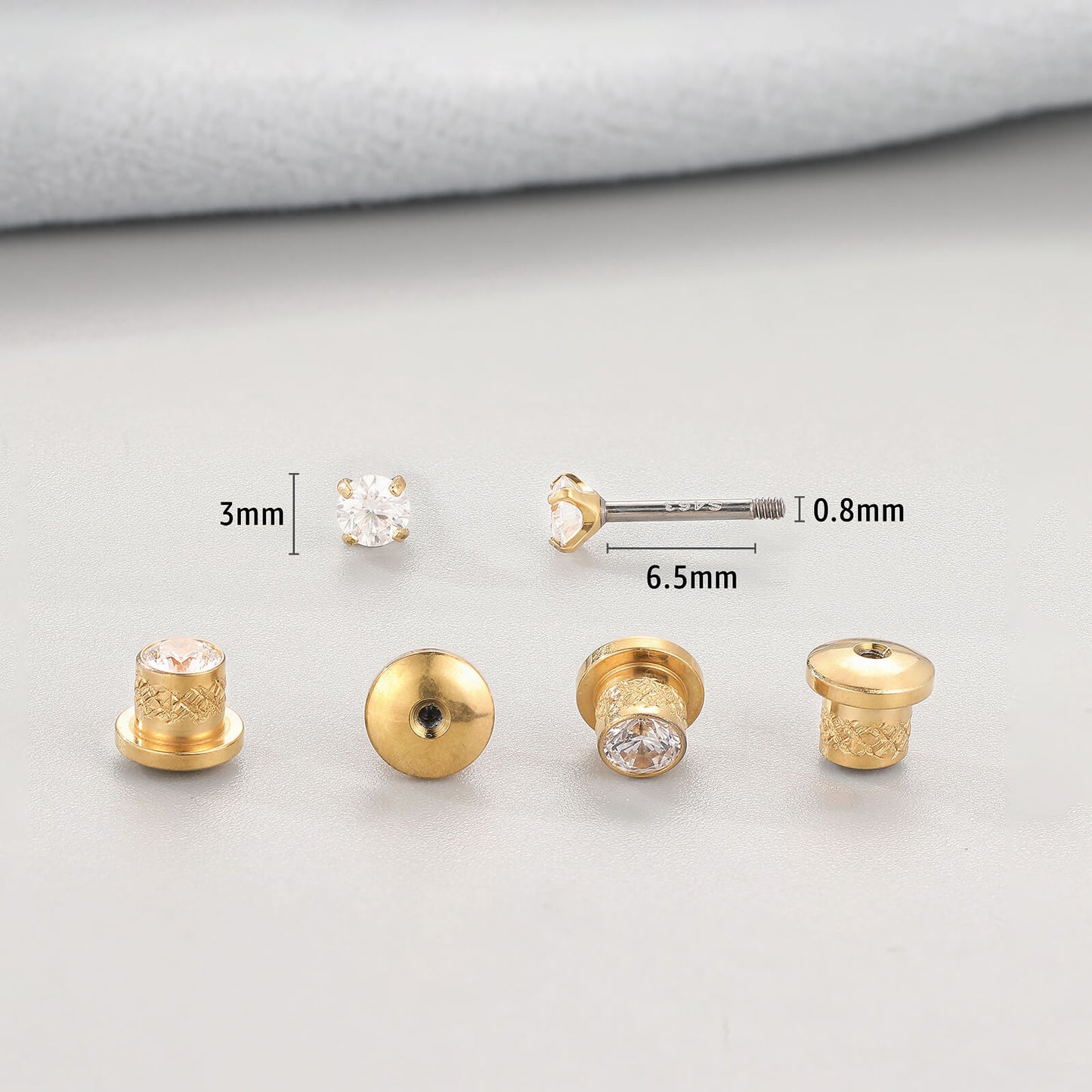 Limerencia Moissanite Stud Earrings, F136 Titanium Screw Back Earrings, D Color VVS1 Clarity Lab-created Moissanite Earrings, Hypoallergenic G23 Pure Titanium for Women Men Sensitive Ears