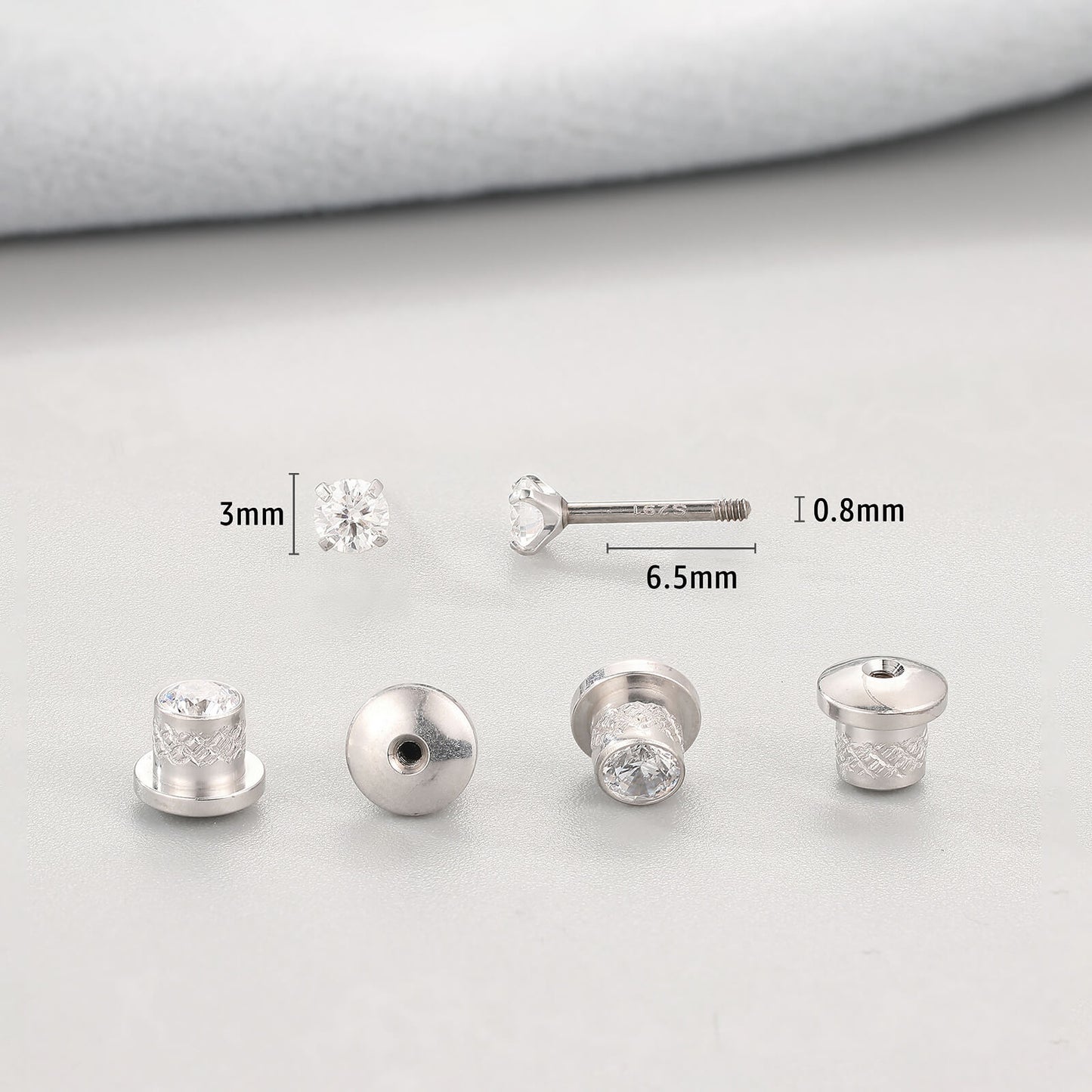 Limerencia Moissanite Stud Earrings, F136 Titanium Screw Back Earrings, D Color VVS1 Clarity Lab-created Moissanite Earrings, Hypoallergenic G23 Pure Titanium for Women Men Sensitive Ears