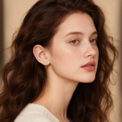 limerencia 18G Titanium Body Piercing Jewelry, Internally Threaded Flat Back Earring Tragus Helix Cartilage Conch Medusa Stud Earring for Women Men 1PC/paw