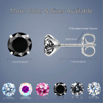 Pendientes de moissanita, pendientes de titanio hipoalergénico G23 para mujer y hombre, corte redondo color D pureza VVS1, joya de moissanita multicolor bañada en oro blanco 18K, 0,6CT-3,0CT