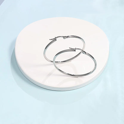 TitanHeart Titan-Creolen Hypoallergen – Reines Implantat-Titan G23 Leichte Große Creolen für Damen mit empfindlichen Ohren 