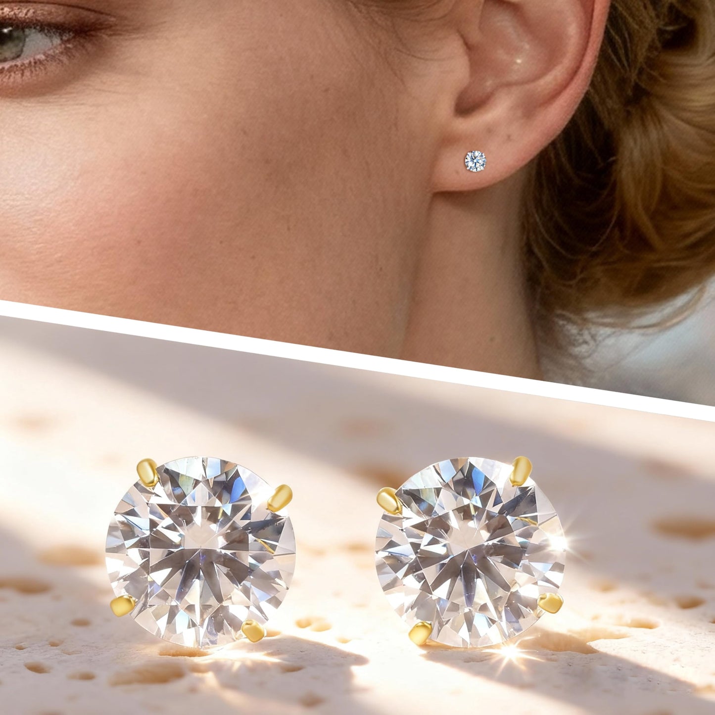 Limerencia Moissanite Stud Earrings,3 Pairs Titanium Stud Earrings Earrings for Men,Screw Back Earrings for Women,Wedding Earrings