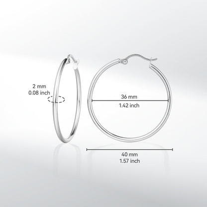Boucles d'oreilles anneaux en titane TitanHeart hypoallergéniques - Grand anneau léger en titane pur médical grade G23 pour femmes aux oreilles sensibles (30mm)