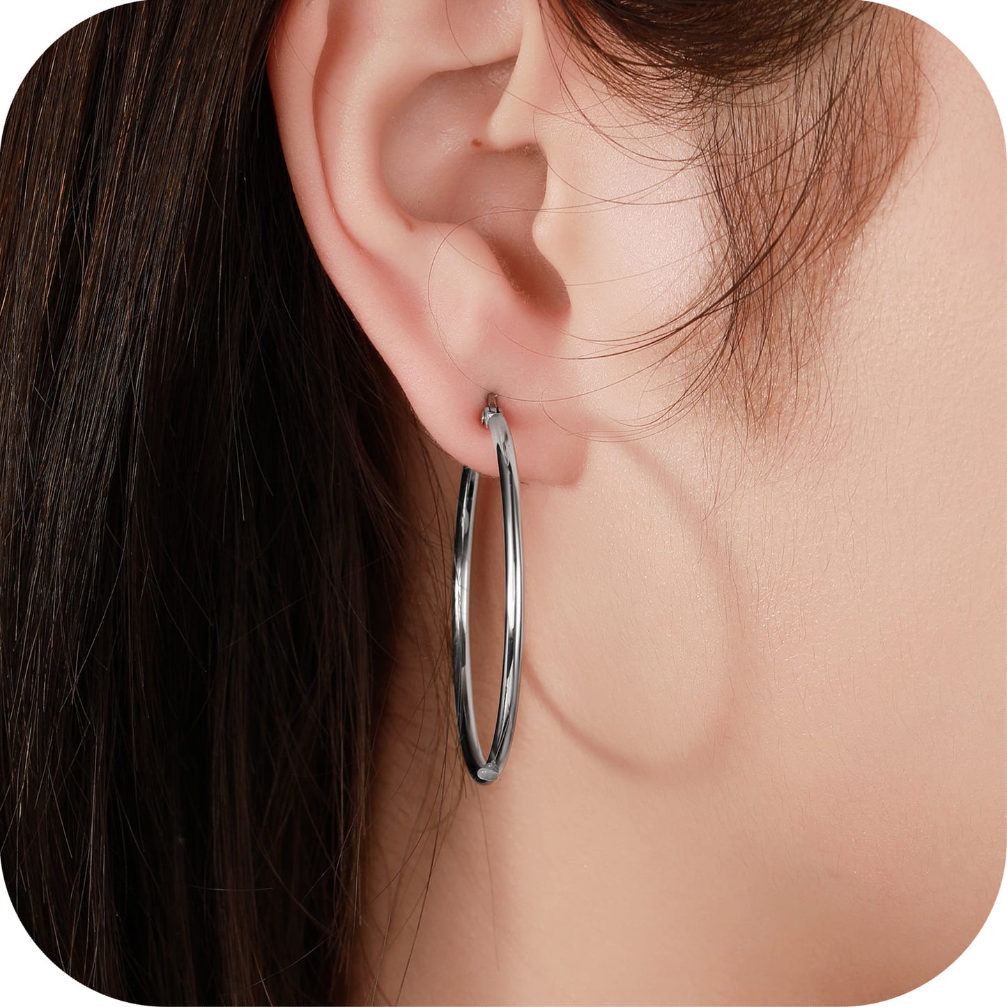 TitanHeart Titan-Creolen Hypoallergen – Reines Implantat-Titan G23 Leichte Große Creolen für Damen mit empfindlichen Ohren 