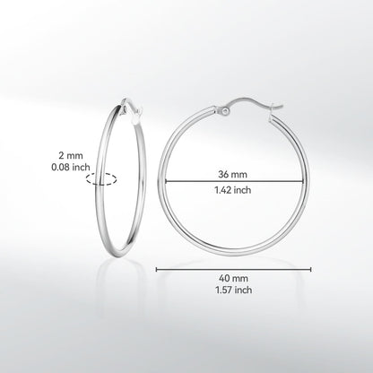 TitanHeart Titan-Creolen Hypoallergen – Reines Implantat-Titan G23 Leichte Große Creolen für Damen mit empfindlichen Ohren 
