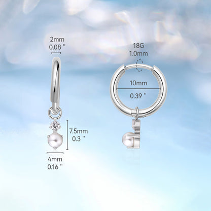 Orecchini huggie pendenti leggeri in titanio puro ipoallergenico Limerencia da donna, modelli barra verticale, croce, luna e fulmine, orecchini delicati con zircone e perla