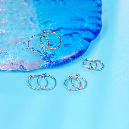 4 Pairs G23 Pure Titanium Huggie Hoop Earrings Tiny Wire Hypoallergenic F136 Implant Grade for Sensitive Ear (0.8mm Wire Hoop, Gold)