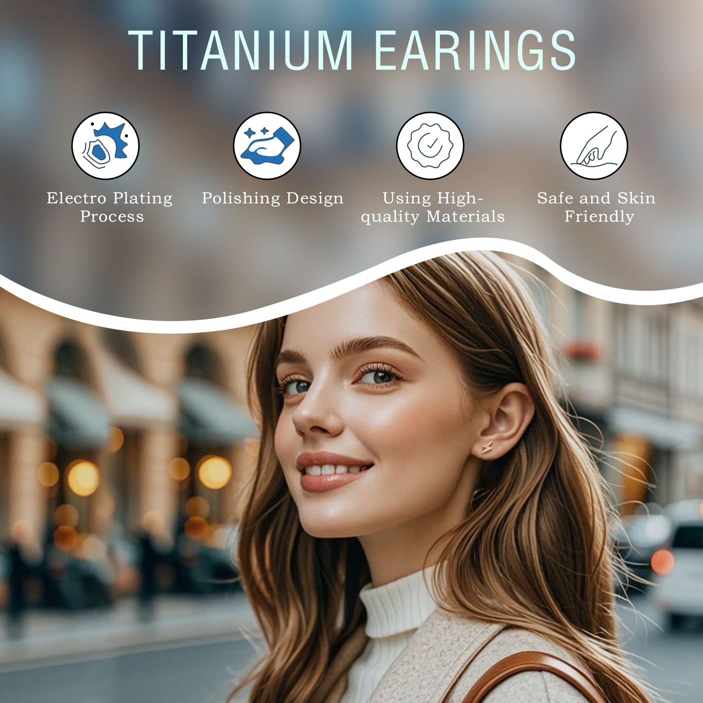 Limerencia Titanium Women Flatback Earrings,Lightning Bolt Stud Earrings|Cute and Fashionable Earrings Suitable for Both Men and Women,Suitable for Sensitive Ears