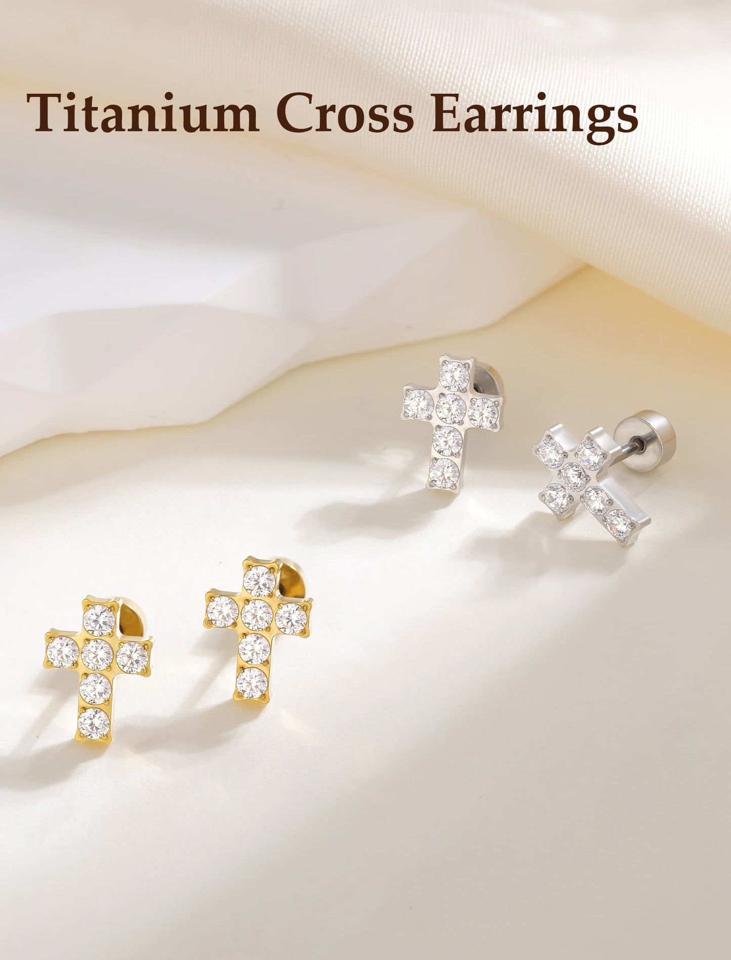 Limerencia Titan-Ohrstecker – hypoallergene Ohrringe für Damen und Herren mit empfindlichen Ohren – minimalistischer Schmuck, flacher Kreuzschrauben-Ohrpiercing für den Knorpel