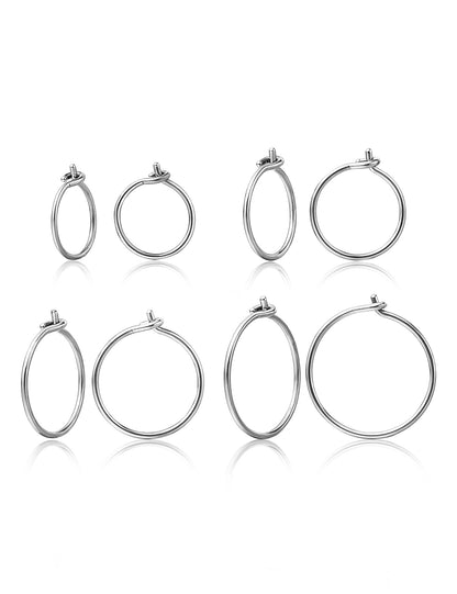 4 Pairs G23 Pure Titanium Huggie Hoop Earrings Tiny Wire Hypoallergenic F136 Implant Grade for Sensitive Ear (0.8mm Wire Hoop, Gold)