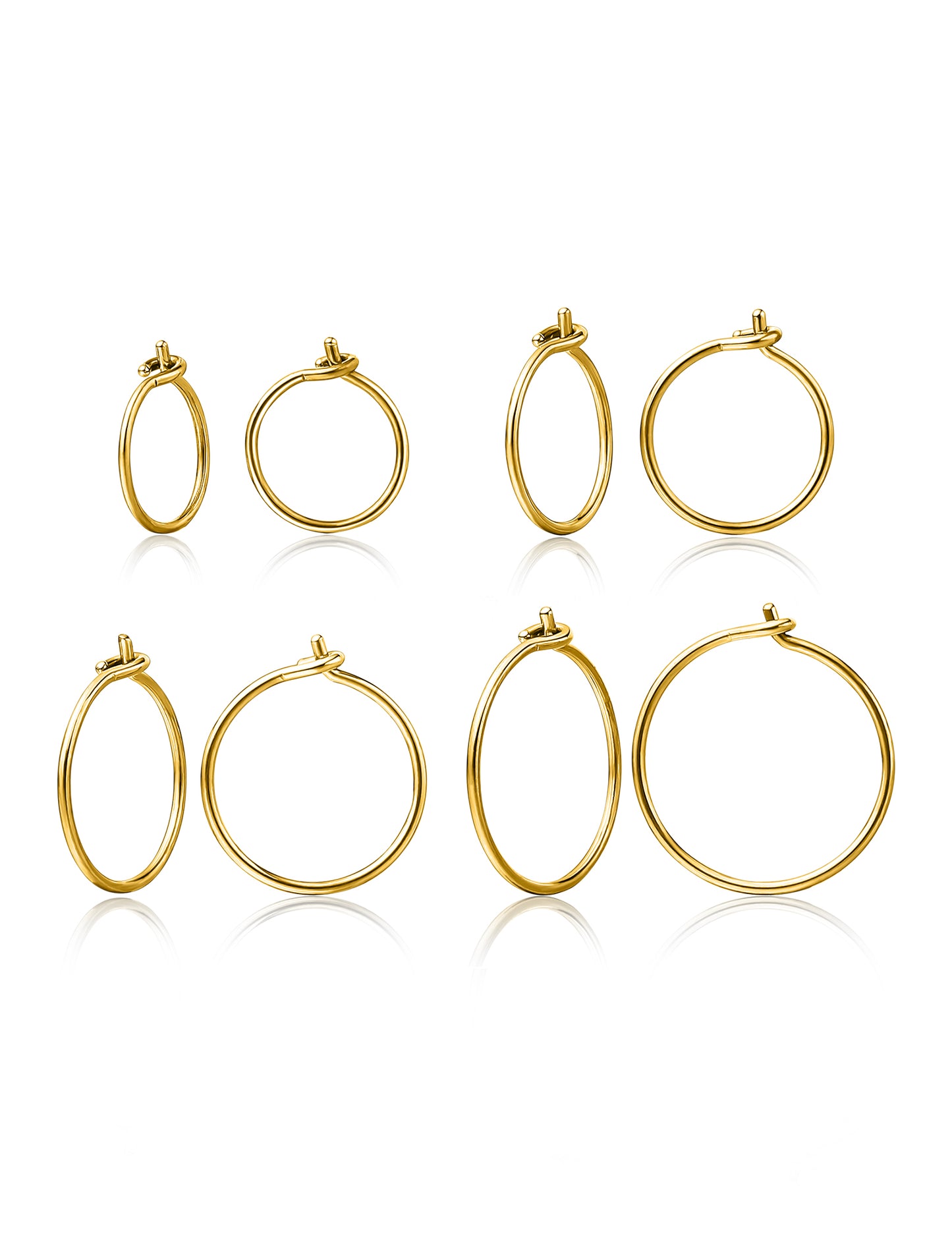 4 Pairs G23 Pure Titanium Huggie Hoop Earrings Tiny Wire Hypoallergenic F136 Implant Grade for Sensitive Ear (0.8mm Wire Hoop, Gold)