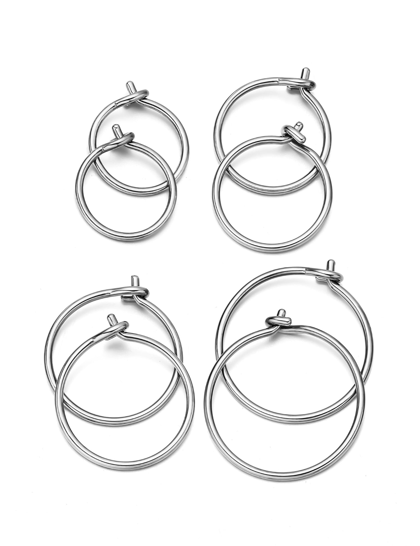 4 Pairs G23 Pure Titanium Huggie Hoop Earrings Tiny Wire Hypoallergenic F136 Implant Grade for Sensitive Ear (0.8mm Wire Hoop, Gold)